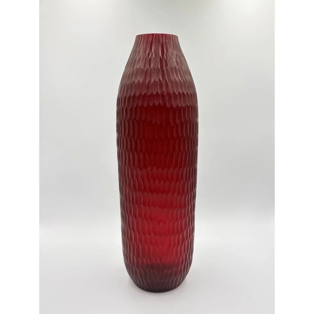 Vintage Ruby Red Flashed Glass Vase Large 15